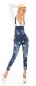 Preview: Moderne Latz-Jeanshose mit Bleach-Sternen in blue washed