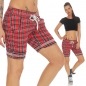 Preview: Baumwoll-Shorts im modischen Karo-Look - rot