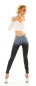 Preview: Middle Waist Röhren Jeans mit Ombre Wetlook Beschichtung in blue washed / black