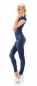 Preview: Sexy ärmelloser Jeansoverall mit Reißverschluss - blue washed
