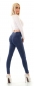 Preview: Figurbetonte High Waist Jeans mit Knopfleiste - blau