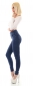 Preview: Figurbetonte High Waist Jeans mit Knopfleiste - blau