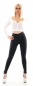 Preview: Figurbetonte High Waist Jeans mit Knopfleiste - schwarz