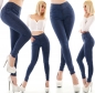 Preview: Figurbetonte High Waist Jeans mit Knopfleiste - blau