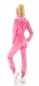 Preview: Kuschelweicher Freizeit- Nicki- Overall mit Kapuze in pink