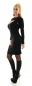 Preview: 2in1 Rippstrick-Midikleid mit Bolero in schwarz