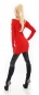 Preview: Longpullover mit Strass-Verzierung und Cut Outs in rot