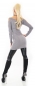 Preview: Longpullover mit Strass-Verzierung und Cut Outs in grau