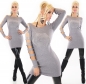 Preview: Longpullover mit Strass-Verzierung und Cut Outs in grau