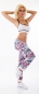 Preview: Modische Chino Freizeithose mit Flower-Print in pink/weiß