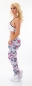 Preview: Modische Chino Freizeithose mit Flower-Print in pink/weiß