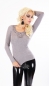 Preview: Feinstrick-Pullover mit Spitzen-Verzierung und Stachelnieten-Applikation in grau