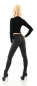 Preview: High Waist Kunstleder Hose in Velours-Look - schwarz