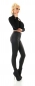 Preview: High Waist Kunstleder Hose in Velours-Look - schwarz