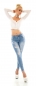 Preview: Sexy Push Up Skinny Used Jeans - blue washed