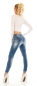 Preview: Slim Fit Röhren Jeans mit Patches-Applikationen in blue washed