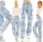 Preview: Hippe High Waist Cargo Jeans im lässiger Schnittform - light blue