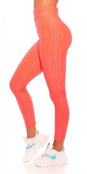 Figurbetonte Push Up Leggings im High Waist-Look - neon coral