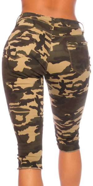 High Waist Capri- Jeans im modischen Used-Look - camouflage