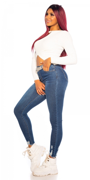 Sexy High Waist Skinny Jeans - blue washed