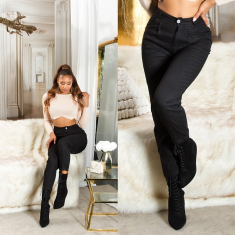 High Waist Jeans im lässigen Mom Fit Style - schwarz