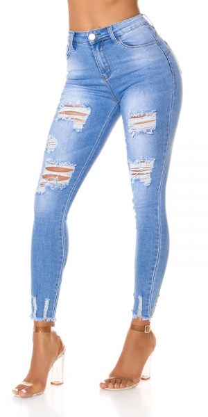 Push-Up Jeans im sexy Used-Look - blue washed