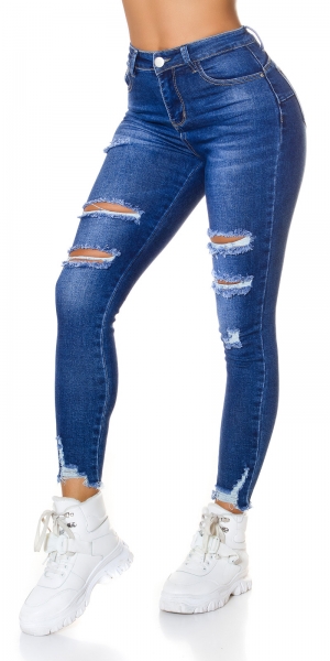 Sexy Stretch Jeans im Used-Look - blue washed