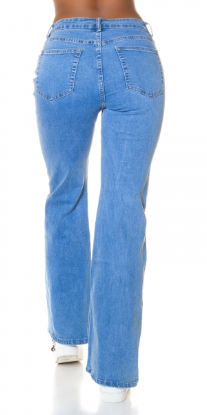 High Waist Bootcut Schlag Jeans - blue washed