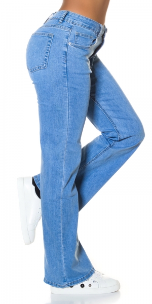 High Waist Bootcut Schlag Jeans - blue washed