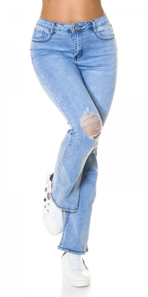 Moderne Bootcut Schlagjeans mit Vintage-Effekten - light blue