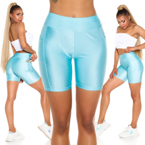 Sportliche Biker-Shorts mit Taschen - caribic blue