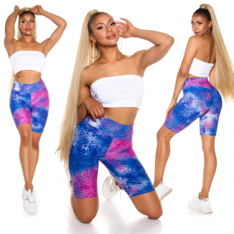 Figurbetonte Push Up Capri-Leggings im High Waist-Look - blau