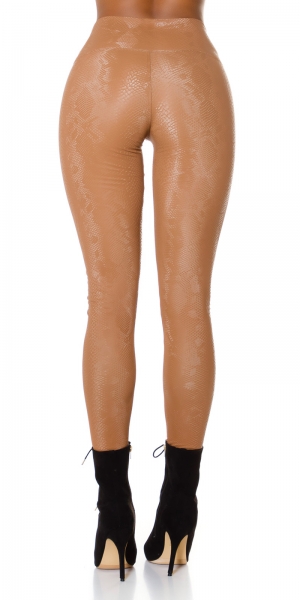 Wetlook Thermo Leggings im Snake-Look - braun