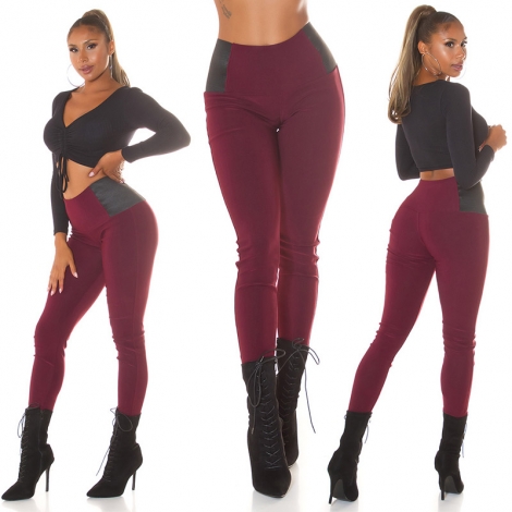 Moderne Leggings mit Stretch-Einsatz - bordeaux