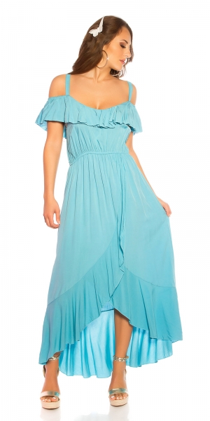 Wunderschönes Vokuhila-Kleid im Latina-Look - caribic blue