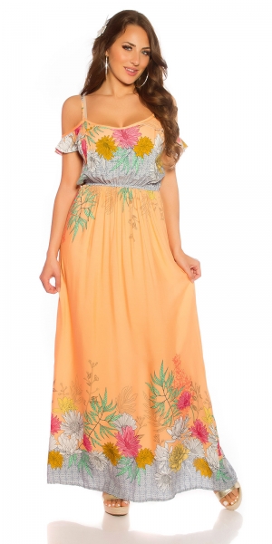 Modisches Maxi-Kleid mit Blümchenprint-Verzierung - aprico