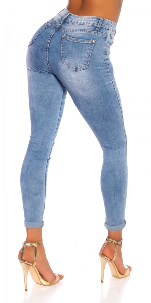 High Waist Skinny Jeans im modischen Wasch-Effekten - blue washed