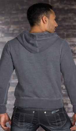 Legerer warmer Sweat-Pullover mit Kapuze - graphit