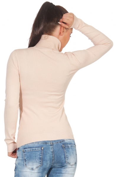 Figurbetonter Basic Rollkragen-Pullover in apricot