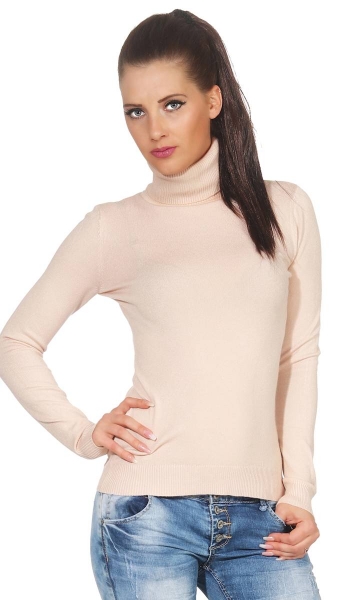 Figurbetonter Basic Rollkragen-Pullover in apricot