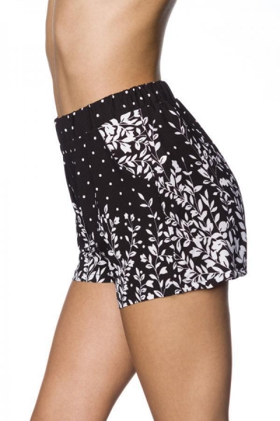 Moderne Shorts mit Blumen-Muster in schwarz/weiß