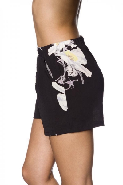 Moderne Shorts mit Blumen-Muster in schwarz