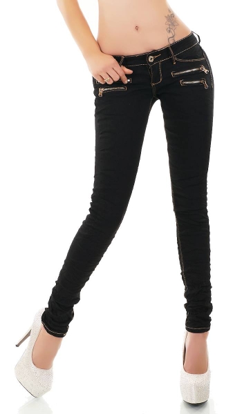 Skinny-Jeans mit süssen Zier-Zippern in schwarz