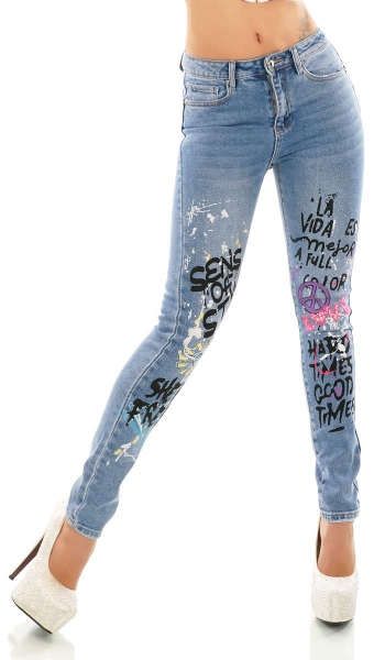 Used Jeans mit Prints