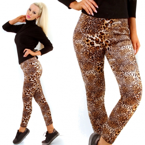 Moderne Thermo-Leggings aus weichem Samt in leo