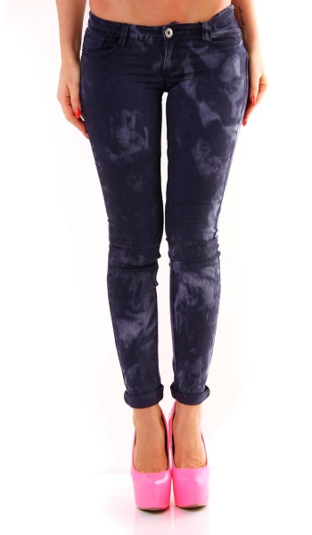 Sexy Röhrenjeans mit modischen Bleach Effekten in dark blue