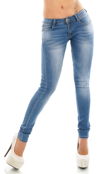 Sexy Basic Hüft Push Up Jeans in blue washed