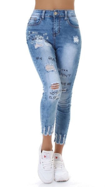 Used Jeans mit Prints