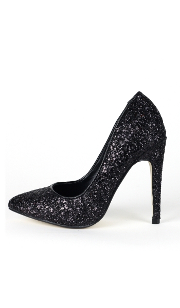 Pumps mit glamourösen Glitter-Effekt in schwarz