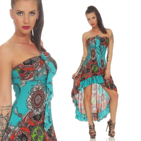 Trägerloses Latina-Kleid in smaragd/multicolor